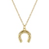 Picture of 1 Piece Eco-friendly Stylish West Cowboy 18K Real Gold Plated Transparent Clear Brass & Cubic Zirconia Link Cable Chain Luck Horseshoe Pendant Charm Necklace For Women Gift 46cm(18.1") + 6cm(2.4") long