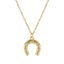 Picture of 18K Real Gold Plated Link Cable Chain Luck Horseshoe Pendant Charm Necklace, Brass & Acrylic 46cm(18.1") + 6cm(2.4"), For Women, Clear Cubic Zirconia Stylish West Cowboy Gift, Eco-friendly, 1 Piece