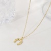 Picture of 1 Piece Eco-friendly Stylish West Cowboy 18K Real Gold Plated Transparent Clear Brass & Cubic Zirconia Link Cable Chain Luck Horseshoe Pendant Charm Necklace For Women Gift 46cm(18.1") + 6cm(2.4") long