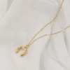 Picture of 1 Piece Eco-friendly Stylish West Cowboy 18K Real Gold Plated Transparent Clear Brass & Cubic Zirconia Link Cable Chain Luck Horseshoe Pendant Charm Necklace For Women Gift 46cm(18.1") + 6cm(2.4") long