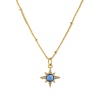 Picture of 1 Piece Eco-friendly Exquisite Galaxy 18K Real Gold Plated Dark Blue Brass & Cubic Zirconia Curb Link Chain Star Pendant Charm Necklace For Women Gift 45cm(17.7") + 5cm(2") long