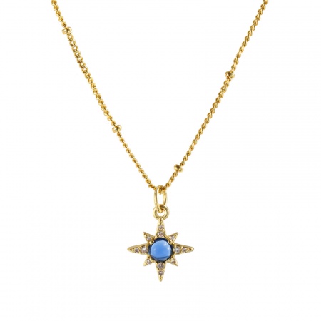 1 Piece Eco-friendly Exquisite Galaxy 18K Real Gold Plated Dark Blue Brass & Cubic Zirconia Curb Link Chain Star Pendant Charm Necklace For Women Gift 45cm(17.7") + 5cm(2") long