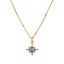 Immagine di 18K Vero Oro Placcato Catena del Barbazzale Stella Collana con Ciondolo, Ottone 45cm + 5cm, Per Donne, Trasparente Cubic Zirconiae Blu Scuro Squisito Galassia Regalo, Ecologico, 1 Pz
