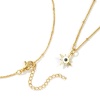 Picture of 1 Piece Eco-friendly Exquisite Galaxy 18K Real Gold Plated Dark Blue Brass & Cubic Zirconia Curb Link Chain Star Pendant Charm Necklace For Women Gift 45cm(17.7") + 5cm(2") long