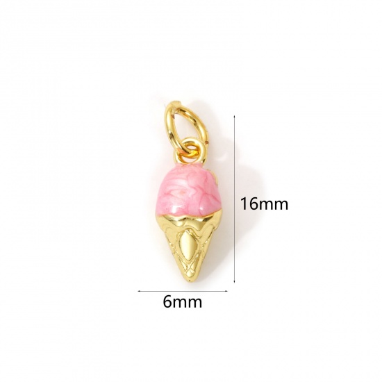 Immagine di 2 Pz Ottone Ciondoli Placcato Oro 18K Rosa Smalto Gelatto 3D 16mm x 6mm