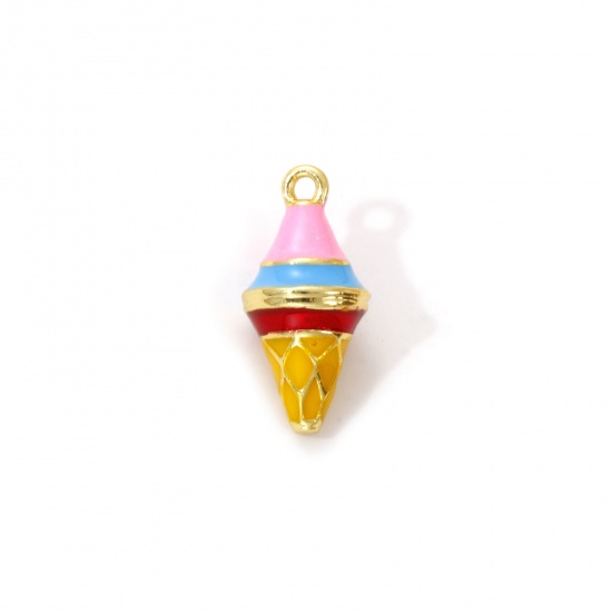 Immagine di 2 Pz Ottone Ciondoli Placcato Oro 18K Multicolore Smalto Gelatto 3D 16mm x 8mm