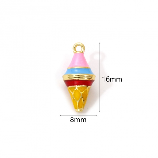 Immagine di 2 Pz Ottone Ciondoli Placcato Oro 18K Multicolore Smalto Gelatto 3D 16mm x 8mm