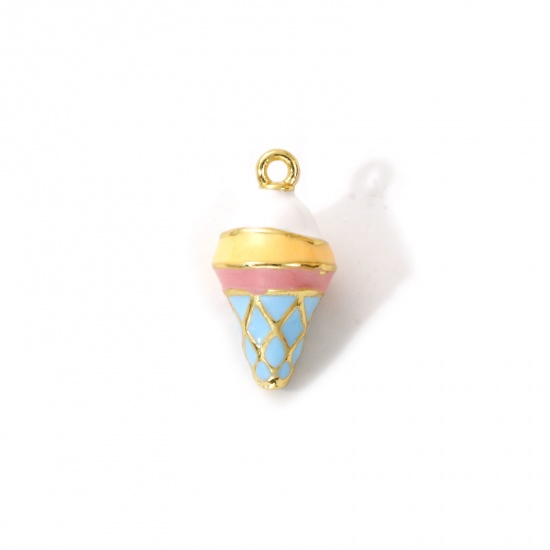 Immagine di 2 Pz Ottone Ciondoli Placcato Oro 18K Multicolore Smalto Gelatto 3D 16mm x 8mm