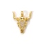 Immagine di 1 Piece Eco-friendly Brass West Cowboy Charms 18K Real Gold Plated Bull Head/ Cow Head Micro Pave Clear & Black Cubic Zirconia 26mm x 22mm