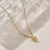 Bild von 18K Echtgold plattiert Kreuz Gliederketten Herz Anhänger Halskette, Messing 45cm + 5cm, Für Frauen, 3D, Exquisit Valentinstag Geschenk, Umweltfreundlich, 1 Strang