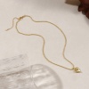 Bild von 18K Echtgold plattiert Kreuz Gliederketten Herz Anhänger Halskette, Messing 45cm + 5cm, Für Frauen, 3D, Exquisit Valentinstag Geschenk, Umweltfreundlich, 1 Strang