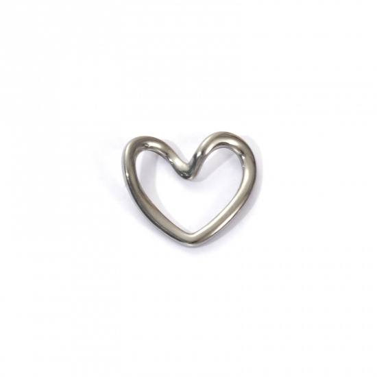 Imagen de 5 PCs Eco-friendly 304 Stainless Steel Valentine's Day Charms Silver Tone Heart Hollow 17mm x 15mm