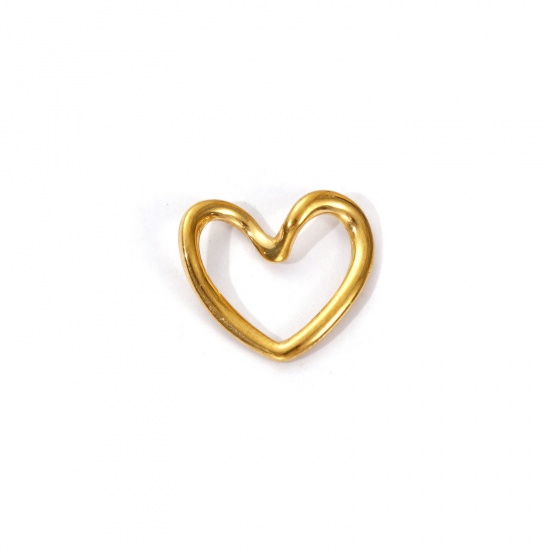 Imagen de 5 PCs Eco-friendly PVD Vacuum Plating 304 Stainless Steel Valentine's Day Charms 18K Real Gold Plated Heart Hollow 17mm x 15mm