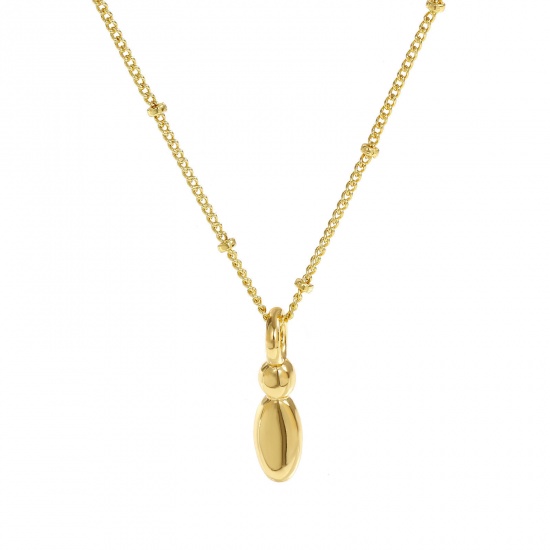 Immagine di 18K Vero Oro Placcato Catena del Barbazzale Lettera Maiuscola Collana con Ciondolo, Ottone 45cm + 5cm, Per Donne, Messaggio " I " Squisito Regalo, Ecologico, 1 Pz