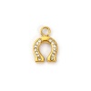 Picture of 1 Piece Eco-friendly PVD Vacuum Plating 304 Stainless Steel West Cowboy Charms 18K Real Gold Plated Luck Horseshoe Clear Cubic Zirconia 14mm x 9.5mm