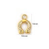 Picture of 1 Piece Eco-friendly PVD Vacuum Plating 304 Stainless Steel West Cowboy Charms 18K Real Gold Plated Luck Horseshoe Clear Cubic Zirconia 14mm x 9.5mm