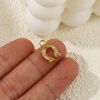 Picture of 1 Piece Eco-friendly PVD Vacuum Plating 304 Stainless Steel West Cowboy Charms 18K Real Gold Plated Luck Horseshoe Clear Cubic Zirconia 14mm x 9.5mm