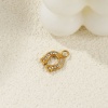 Picture of 1 Piece Eco-friendly PVD Vacuum Plating 304 Stainless Steel West Cowboy Charms 18K Real Gold Plated Luck Horseshoe Clear Cubic Zirconia 14mm x 9.5mm