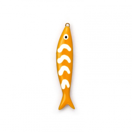Picture of 2 PCs Eco-friendly PVD Vacuum Plating Waterproof Anti-Tarnish Hypoallergenic 304 Stainless Steel Ocean Jewelry Charms 18K Real Gold Plated Orange Fish Animal Double-sided Enamel 40mm x 8mm