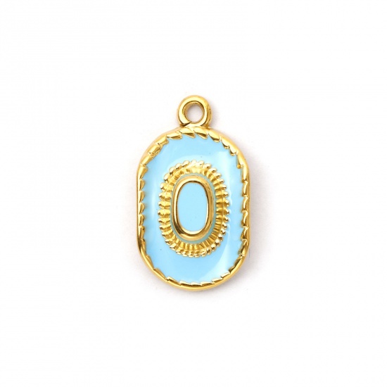 Immagine di 1 Piece Eco-friendly PVD Vacuum Plating 304 Stainless Steel West Cowboy Charms 18K Real Gold Plated Blue Enamel Hat 3D 23mm x 13.5mm