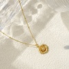 Bild von 18K Real Gold Plated Curb Link Chain Sunflower Pendant Charm Necklace, Brass 45cm(17.7") + 5cm(2"), For Women, Stylish Ocean Jewelry Gift, Eco-friendly, 1 Piece