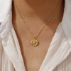 Bild von 18K Real Gold Plated Curb Link Chain Sunflower Pendant Charm Necklace, Brass 45cm(17.7") + 5cm(2"), For Women, Stylish Ocean Jewelry Gift, Eco-friendly, 1 Piece