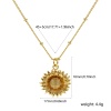 Bild von 18K Real Gold Plated Curb Link Chain Sunflower Pendant Charm Necklace, Brass 45cm(17.7") + 5cm(2"), For Women, Stylish Ocean Jewelry Gift, Eco-friendly, 1 Piece