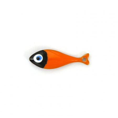 Picture of 2 PCs Eco-friendly PVD Vacuum Plating 304 Stainless Steel Enamelled Sequins Charms 18K Gold Plated Orange Fish Animal Double-sided Enamel 20mm x 6.5mm