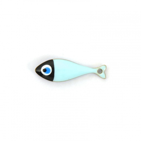 Picture of 2 PCs Eco-friendly PVD Vacuum Plating 304 Stainless Steel Enamelled Sequins Charms 18K Gold Plated Mint Green Fish Animal Double-sided Enamel 20mm x 6.5mm