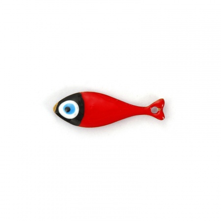 Picture of 2 PCs Eco-friendly PVD Vacuum Plating 304 Stainless Steel Enamelled Sequins Charms 18K Gold Plated Red Fish Animal Double-sided Enamel 20mm x 6.5mm