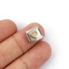 Picture of 18 PCs 304 Stainless Steel Valentine's Day Italian Charm Links For DIY Bracelet Jewelry Making Silver Tone Golden Rectangle Heart 10mm x 9mm