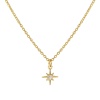 Bild von 18K Echtgold plattiert Kreuz Gliederketten Polarisstern Anhänger Halskette, Messing 45cm + 5cm, Für Frauen, Klar Zirkonia Elegant Galaxis Geschenk, Umweltfreundlich, 1 Strang