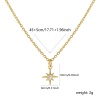 Bild von 18K Echtgold plattiert Kreuz Gliederketten Polarisstern Anhänger Halskette, Messing 45cm + 5cm, Für Frauen, Klar Zirkonia Elegant Galaxis Geschenk, Umweltfreundlich, 1 Strang