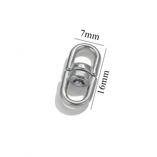 Изображение 2 PCs Eco-friendly 304 Stainless Steel Connectors Clasp For DIY Jewelry Making Silver Tone Rotatable 16mm x 7mm