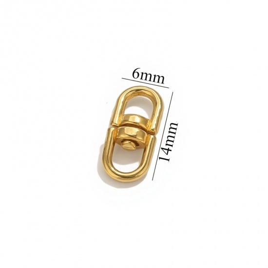 Изображение 2 PCs Eco-friendly Vacuum Plating 304 Stainless Steel Connectors Clasp For DIY Jewelry Making 18K Gold Plated Rotatable 14mm x 6mm