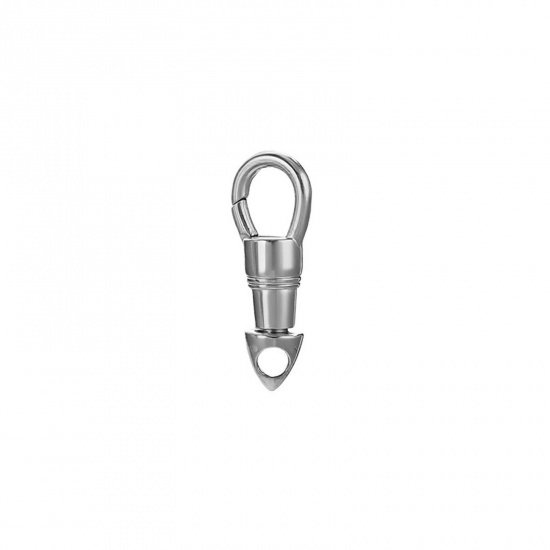 Image de 1 Pièce Fermoirs à Ressort en 304 Acier Inoxydable Respectueux de la Nature Cône Argent Mat Rotatif 23mm x 9mm