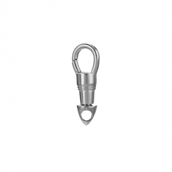 Image de 1 Pièce Fermoirs à Ressort en 304 Acier Inoxydable Respectueux de la Nature Cône Argent Mat Rotatif 26mm x 10mm