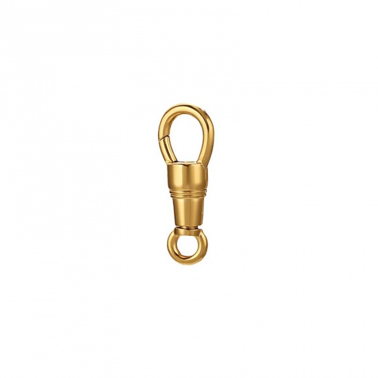 Image de 1 Pièce Fermoirs à Ressort en 304 Acier Inoxydable Placage Sous Vide Écologique Goutte d'Eau Plaqué Or 18K Rotatif 23mm x 9mm