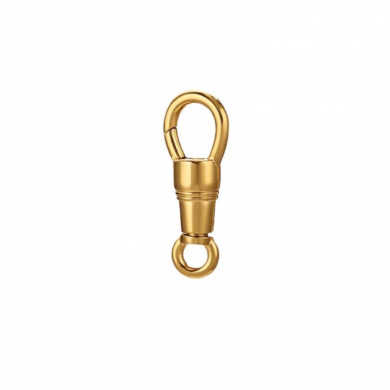 Image de 1 Pièce Fermoirs à Ressort en 304 Acier Inoxydable Placage Sous Vide Écologique Goutte d'Eau Plaqué Or 18K Rotatif 25mm x 9mm