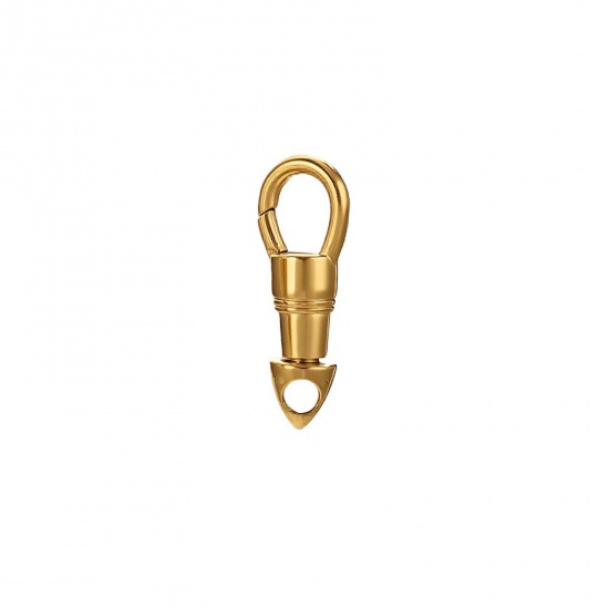 Image de 1 Pièce Fermoirs à Ressort en 304 Acier Inoxydable Placage Sous Vide Écologique Cône Plaqué Or 18K Rotatif 26mm x 10mm