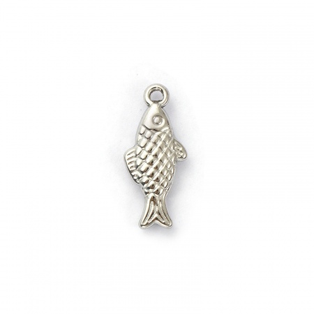 Picture of 5 PCs Eco-friendly 304 Stainless Steel Ocean Jewelry Charms Silver Tone Fish Animal 3D 20.5mm x 9mm