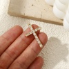Picture of 1 Piece Eco-friendly PVD Vacuum Plating 304 Stainless Steel Religious Pendants 18K Real Gold Plated Cross Clear Cubic Zirconia 3.3cm x 2cm