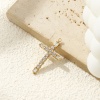 Picture of 1 Piece Eco-friendly PVD Vacuum Plating 304 Stainless Steel Religious Pendants 18K Real Gold Plated Cross Clear Cubic Zirconia 3.3cm x 2cm