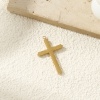 Picture of 1 Piece Eco-friendly PVD Vacuum Plating 304 Stainless Steel Religious Pendants 18K Real Gold Plated Cross Clear Cubic Zirconia 3.3cm x 2cm
