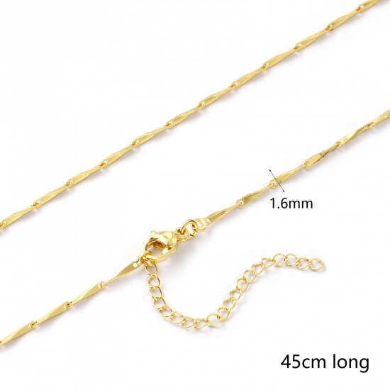 Imagen de 2 Unidades Respetuoso del Medio Ambiente Latón Exquisito Cadena de Semillas Collares 18K Oro Real Chapado 45cm + 5cm longitud, Cadena: 1.6mm