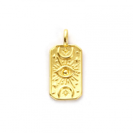 2 PCs Eco-friendly Brass Religious Charms 18K Real Gold Plated Octagon Eye of Providence/ All-seeing Eye 26.5mm x 12mm
