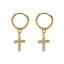 Picture of 1 Pair Eco-friendly Exquisite Religious 18K Real Gold Plated Brass Cross Hoop Earrings For Women Gift 3.1cm x 1.4cm, Post/ Wire Size: 1mm(18 gauge)