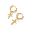 Bild von 1 Paar Umweltfreundlich Exquisit Religiös 18K Echtgold plattiert Messing Kreuz Hoop Ohrringe Für Frauen Geschenk 3.1cm x 1.4cm, Pfosten-/Drahtstärke: 1mm(18 Gauge)