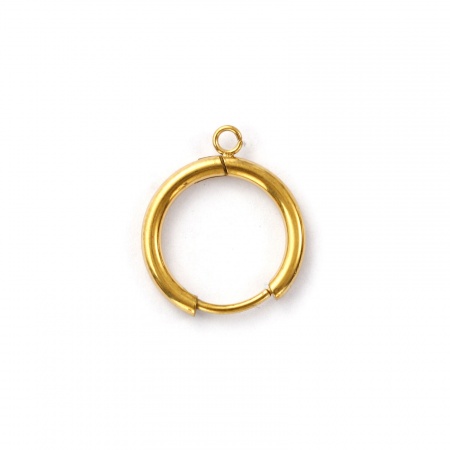 Picture of 1 Pair Eco-friendly PVD Vacuum Plating Waterproof Anti-Tarnish Hypoallergenic 304 Stainless Steel Hoop Earrings Round 18K Real Gold Plated With Open Loop 19mm x 16mm, Post/ Wire Size: 1mm(18 gauge)