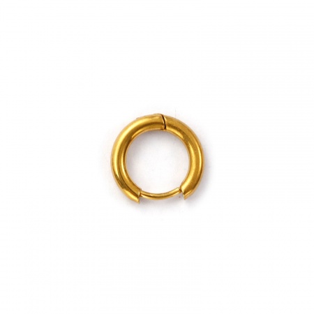 Picture of 1 Pair Eco-friendly PVD Vacuum Plating Waterproof Anti-Tarnish Hypoallergenic 304 Stainless Steel Hoop Earrings Round 18K Real Gold Plated 12mm Dia., Post/ Wire Size: 0.9mm(19 gauge)